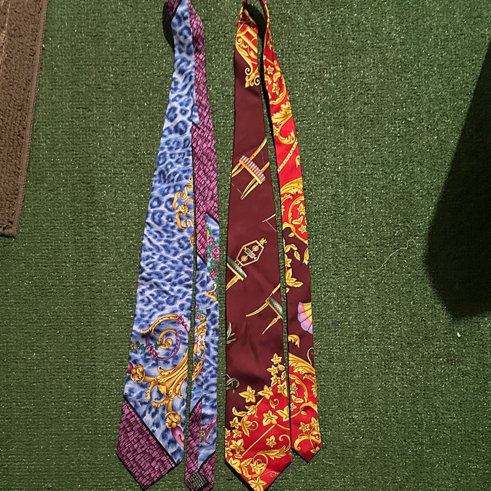 Vintage Versace Silk Black Label ties. Elegant Multicolor